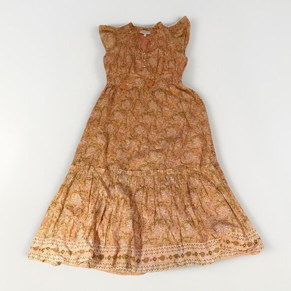 Cleobella Dresses & Skirts - Cleobella Organic Cotton Peach Floral Smocked Midi Dress- Large